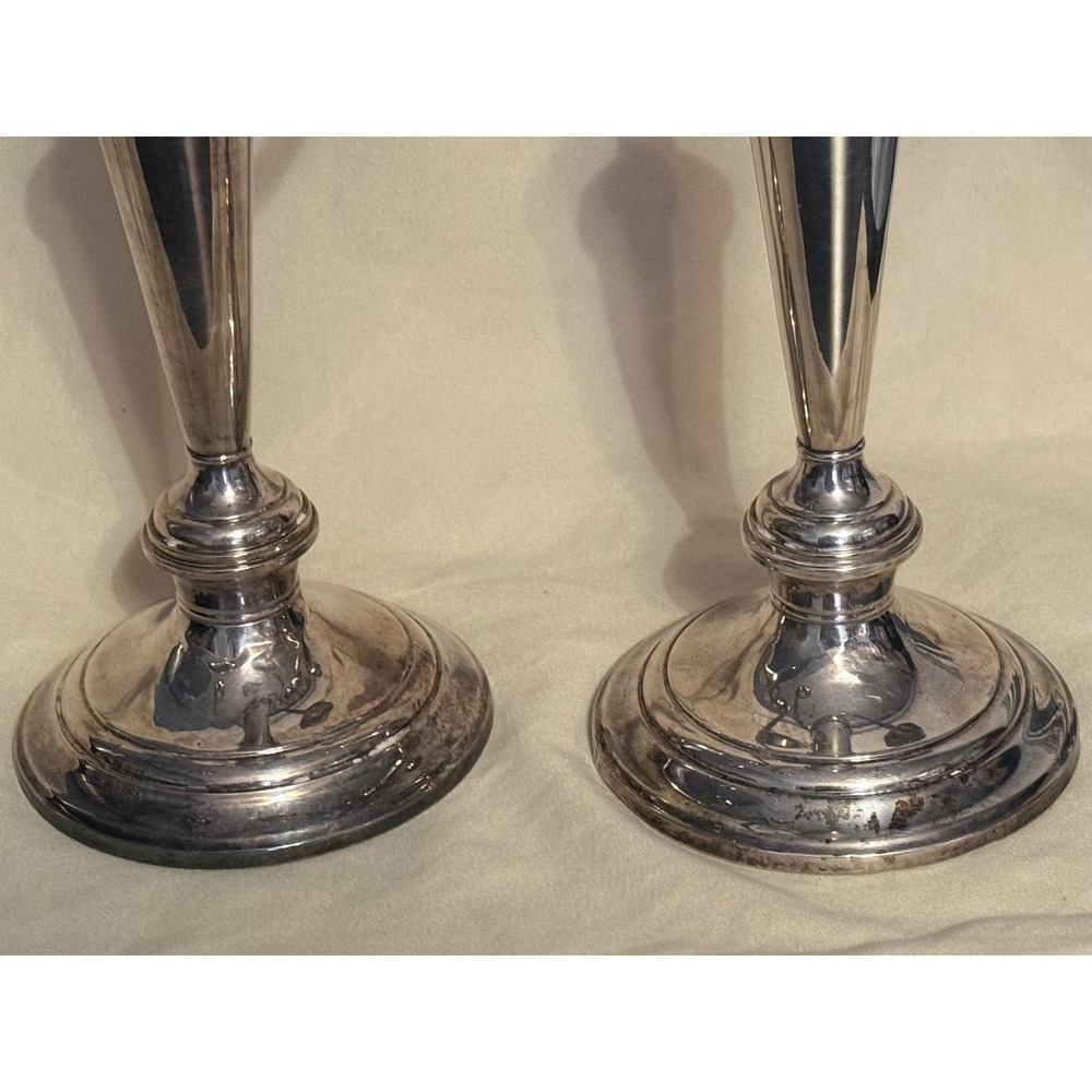 Gorham Sterling Silver Weighted 3-Light Candelabra Pair Convertible 808/1 Set 2 - Picture 11 of 12